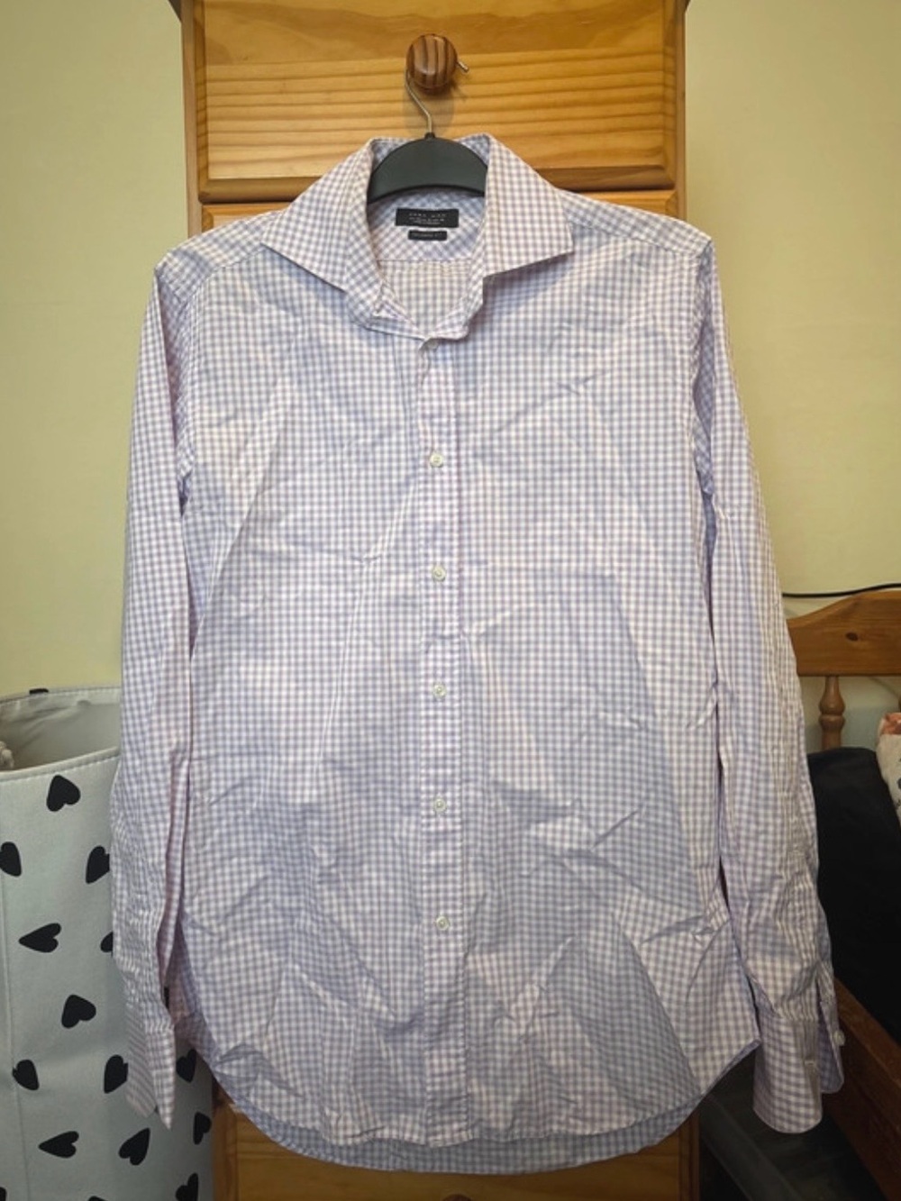 Zara Men's Lavender Gingham Dress Shirt